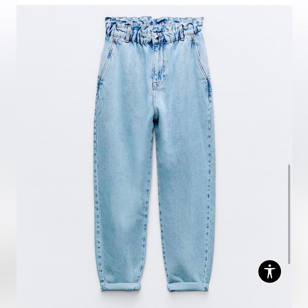 ZARA HIGH-WAISTED PAPERBAG BAGGY JEANS Z1975